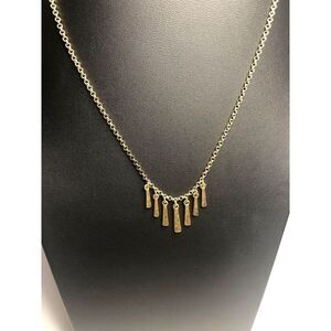 344 Lucky brand dangle drop goldtone  boho pendant necklace 17"-19"